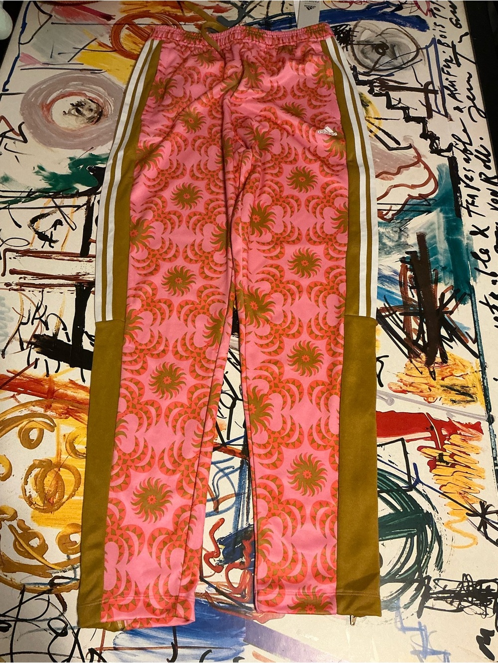 Exotic Pink and Tan Adidas Joggers